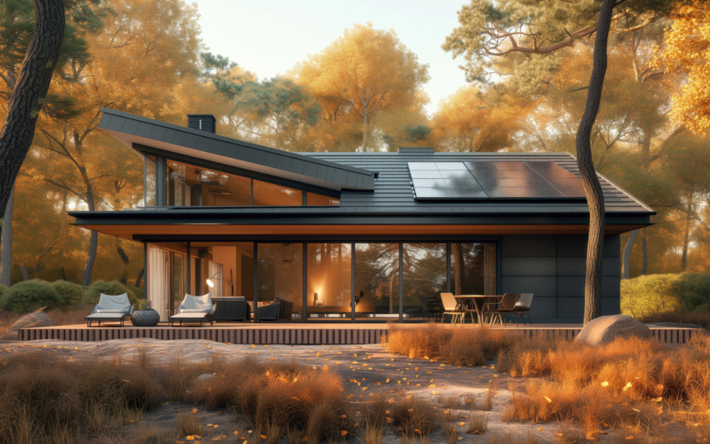 Unique home with solar panels installed